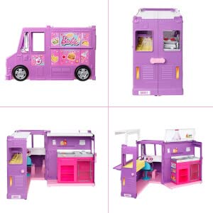 Barbie GMW07 Food Truck Vehicle Playset with 30+ Accessories, Girls Toy from 3 Years