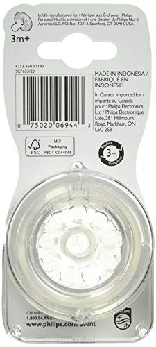 Philips Avent Natural Baby Bottle Medium Flow Nipple 3M+, One Size, 2 Count