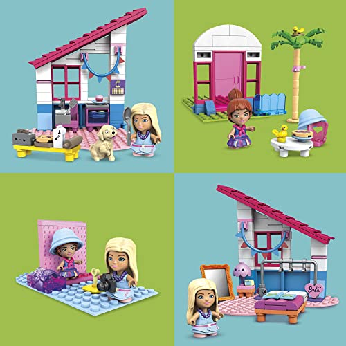 Mega Barbie Malibu Building Sets Bundle, 440 Bricks and Pieces with Fashion and Roleplay Accessories, 7 Micro-Dolls, 1 Puppy, 2 Birds and 2 Turtles, Toy Gift Set for Ages 4 and up