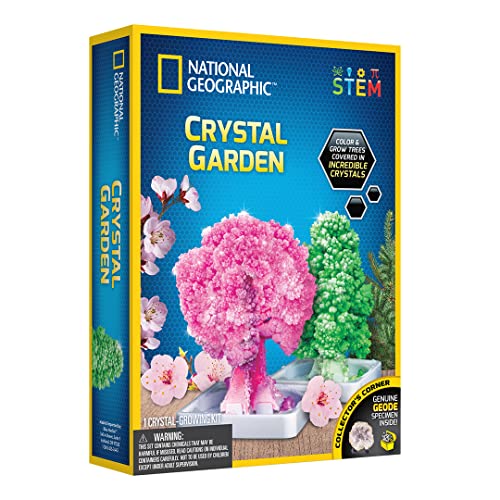 NATIONAL GEOGRAPHIC Crystal Growing Garden – Grow Two Crystal Trees in Just 6 Hours with This Crystal Growing Kit for Kids, Includes Geode, Learning Guide, and More, Great Gift for Boys and Girls